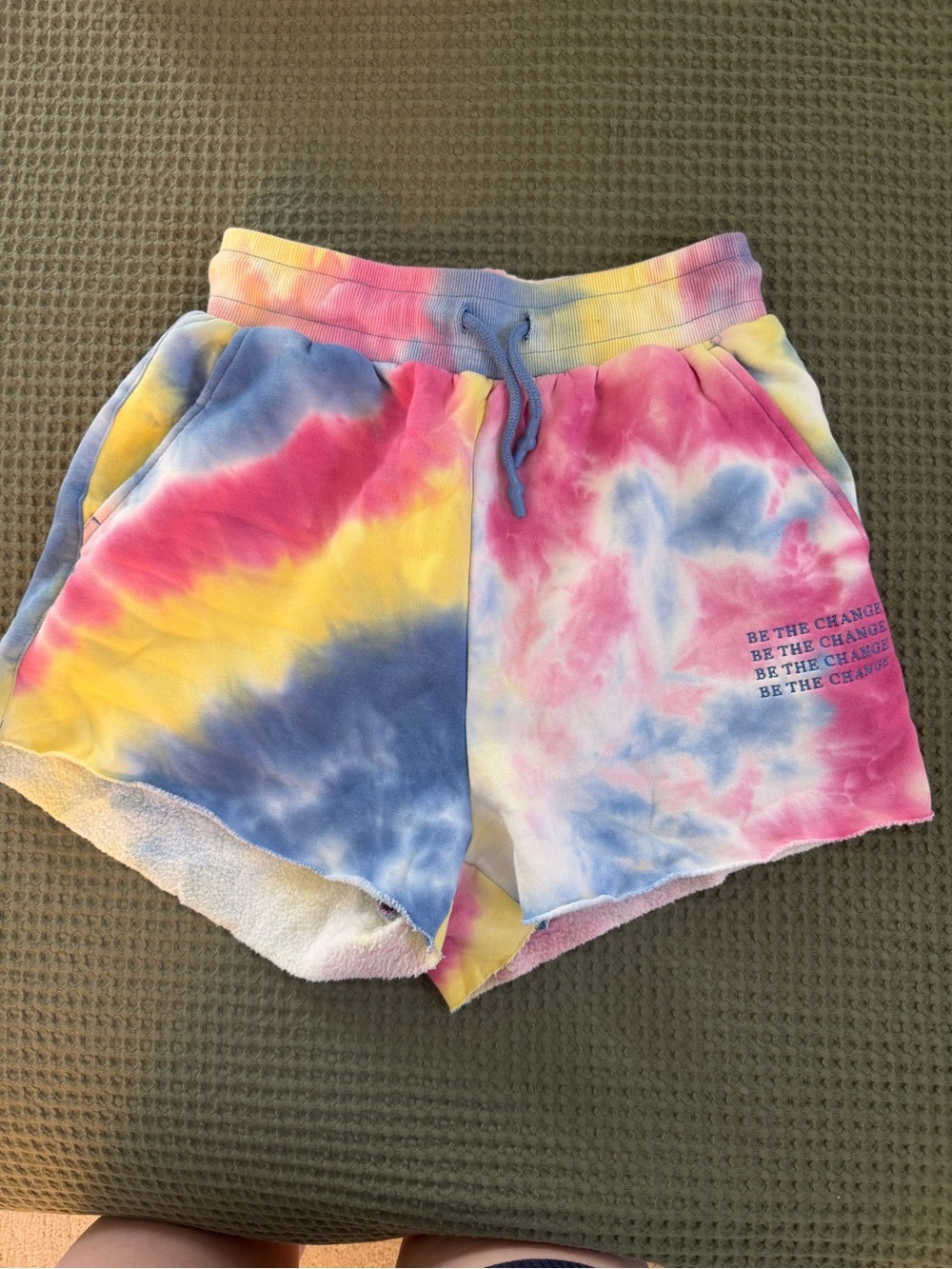 Tie-Dye Athletic Shorts in Pink, Blue & Yellow